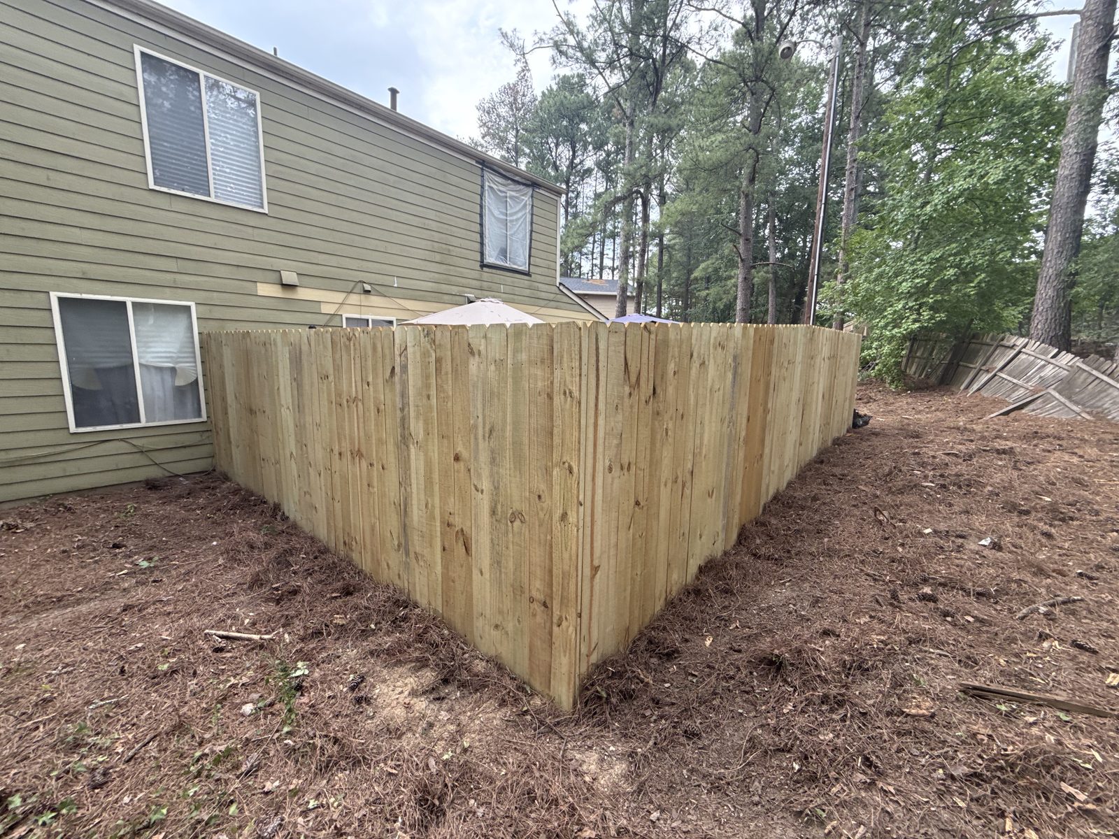 Newly built wood privacy fence